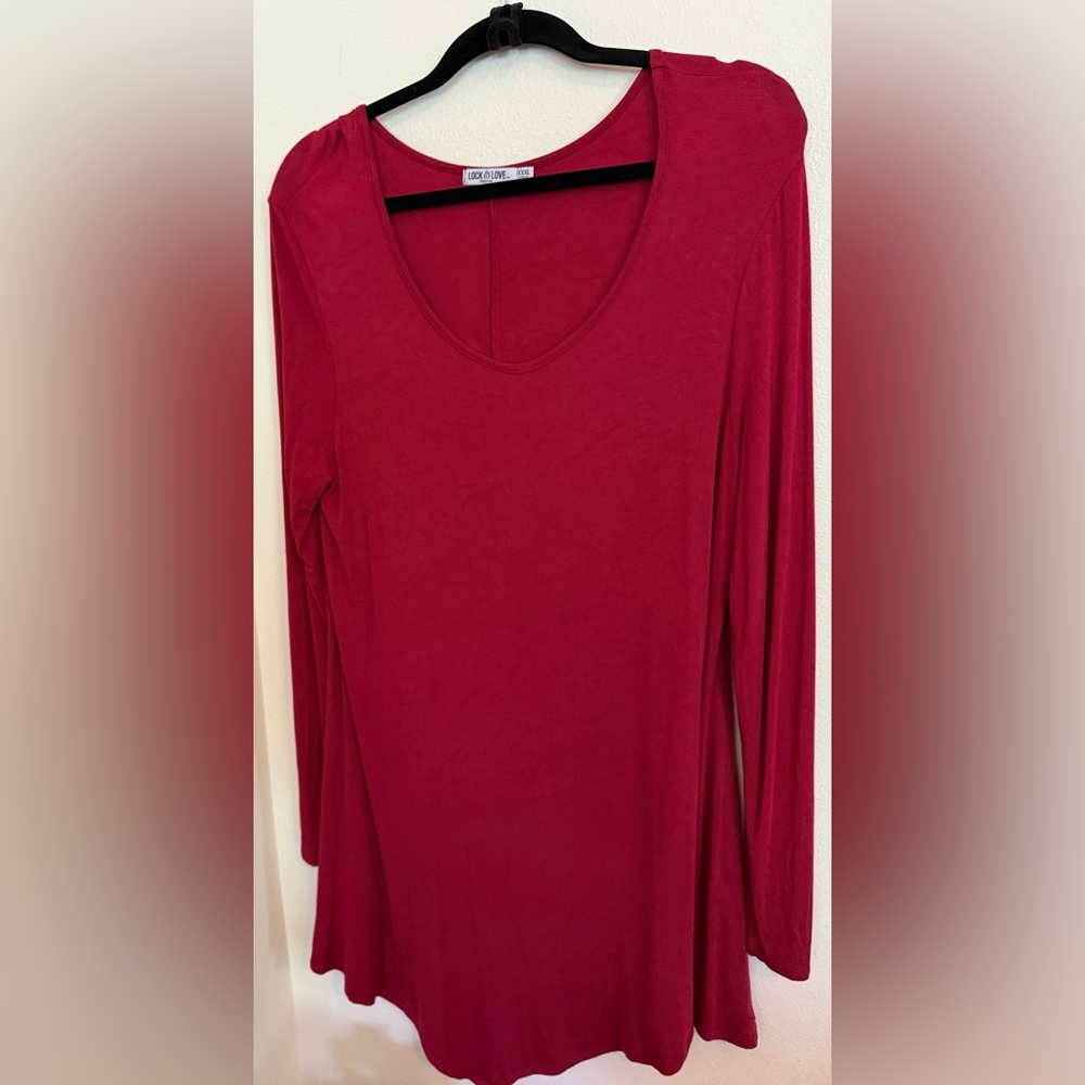 Chic Long Sleeve Burgundy Top